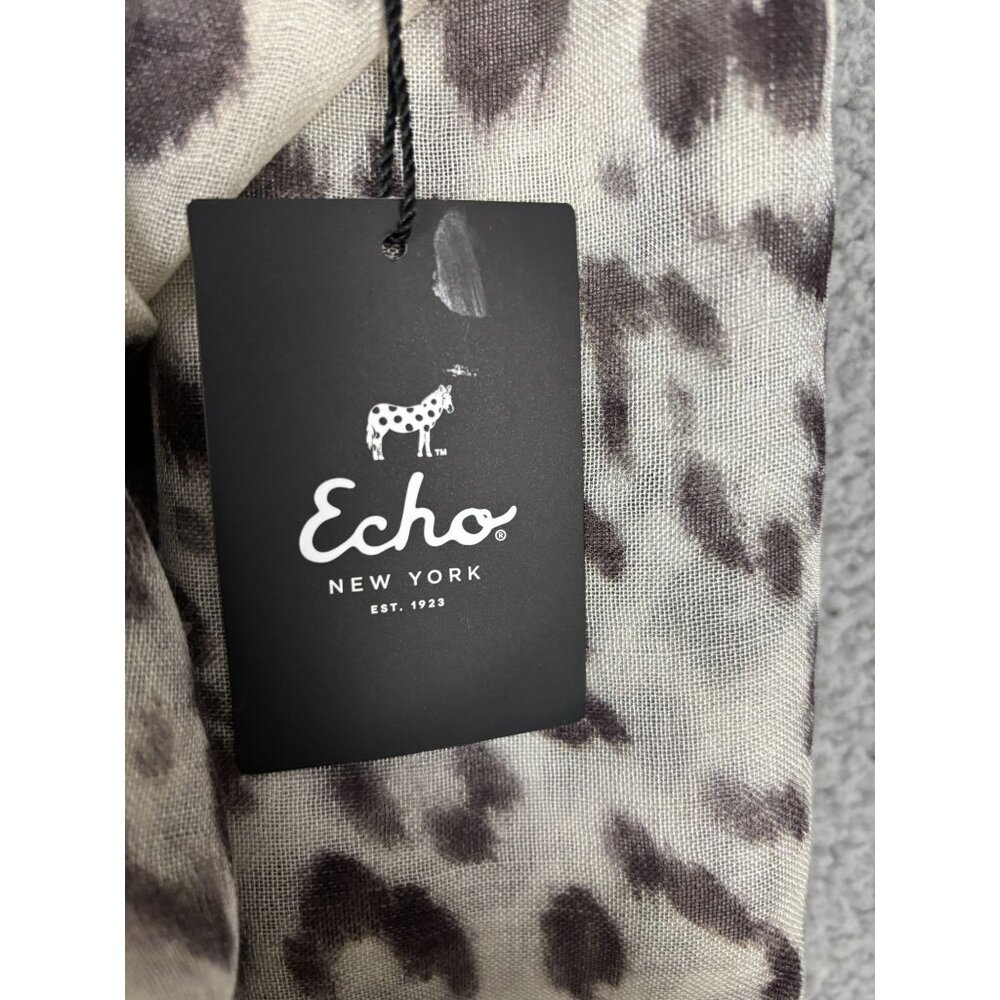 Women's Leopard Print Scarf By Echo New York Wool Modal Blend OS New With Tag's - Picture 5 of 6